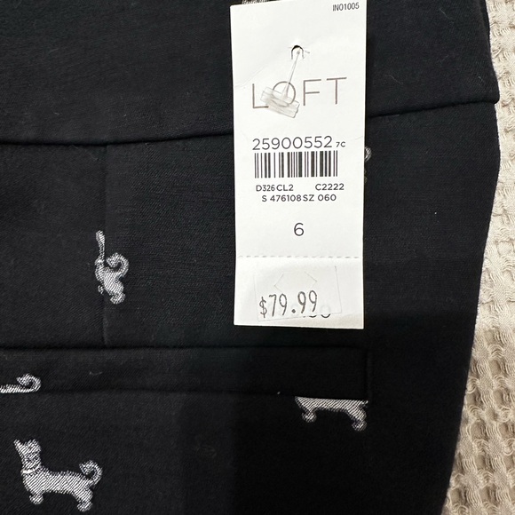 LOFT Black Pants with Dog Pattern - Picture 2 of 6